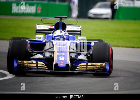 Montréal, Canada. 10 Juin, 2017. Pilote de Formule 1 Marcus Ericsson pendant un qualifing lap à le Grand Prix de Montréal. Crédit : Mario Beauregard/Alamy Live News Banque D'Images