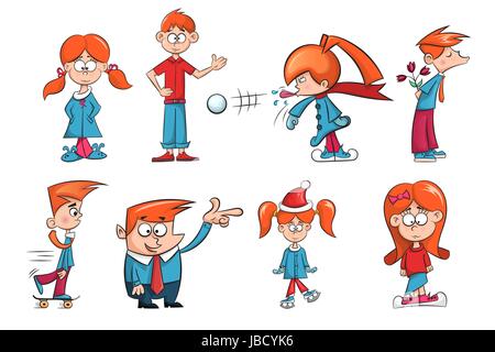 Personnages de jeune fille et garçon. La glace, la neige, patinage, illustration de fleurs. Illustration de Vecteur