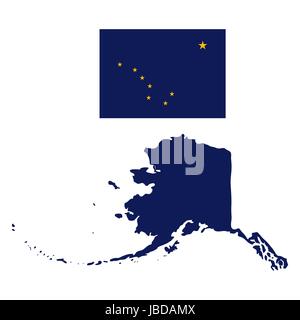 Drapeau de l'Alaska et de l'état site Illustration de Vecteur