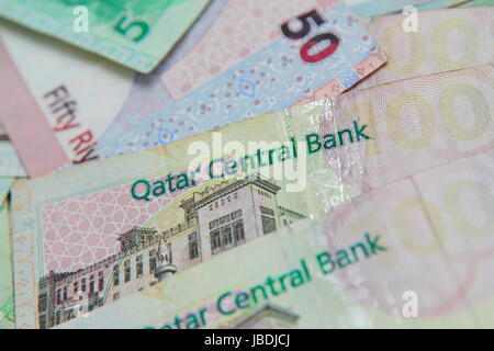 Papier-monnaie, Qatari riyal, gros plan Banque D'Images
