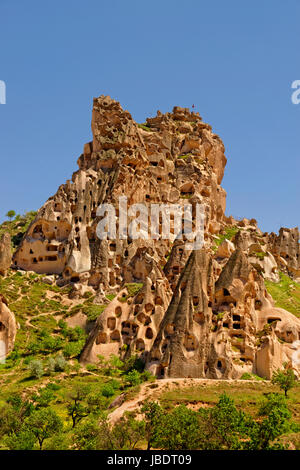 Troglodyte d'Uchisar à Parc national de Göreme, Cappadoce, Turquie Banque D'Images