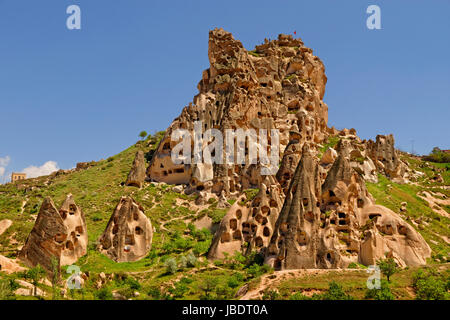 Troglodyte d'Uchisar à Parc national de Göreme, Cappadoce, Turquie Banque D'Images