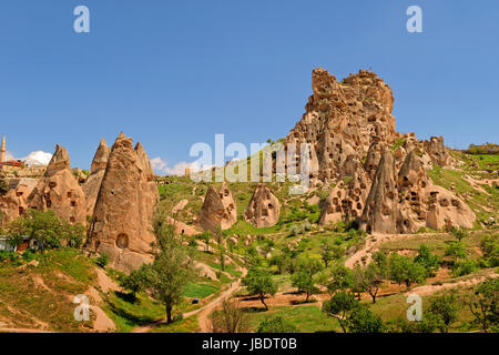 Troglodyte d'Uchisar à Parc national de Göreme, Cappadoce, Turquie Banque D'Images