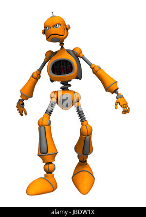 Rendu 3D d'un robot en colère isolé sur fond blanc Banque D'Images