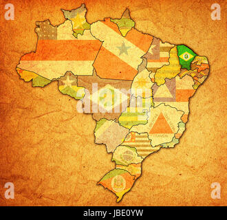 Ceara sur admistration carte du Brésil avec des drapeaux Banque D'Images