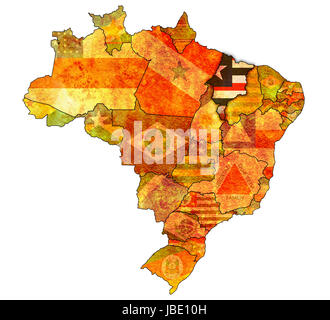 Admistration maranhao sur carte du Brésil avec des drapeaux Banque D'Images