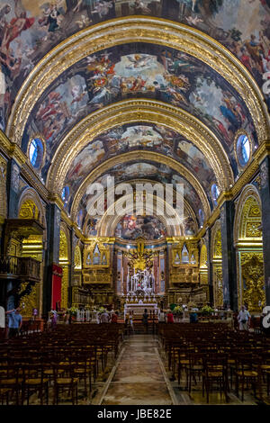 Intérieur de St John's Co-cathédrale - La Valette, Malte Banque D'Images