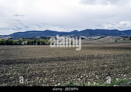 Vue sur les champs de Navarre en Espagne. Banque D'Images