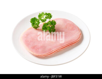 Émincé de jambon sur la plaque Banque D'Images