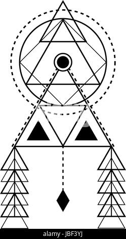 Les formes de la géométrie sacrée. Totem magique. L'Alchimie, religion, philosophie, hipster et éléments d'un logo. Symbole ethnique bohème Illustration de Vecteur