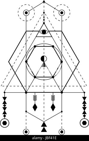 Les formes de la géométrie sacrée. Totem magique. L'alchimie, la religion, la philosophie et le logo éléments hipster Illustration de Vecteur