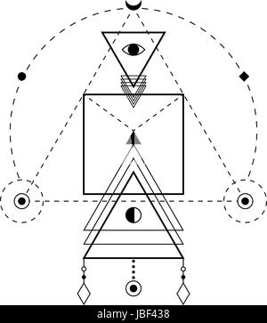 Les formes de la géométrie sacrée. Totem magique. L'alchimie, la religion, la philosophie et le logo éléments hipster Illustration de Vecteur