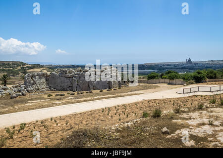 Temple Ggantija mégalithe néolithique ruines complexes - Gozo, Malte Banque D'Images