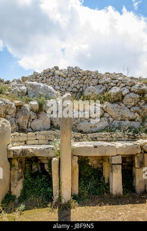 Temple Ggantija mégalithe néolithique ruines complexes - Gozo, Malte Banque D'Images