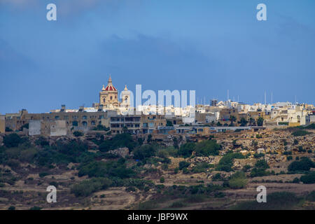 Victoria city skyline avec Basilique Saint George - Victoria, Gozo, Malte Banque D'Images