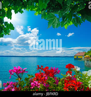 Belle vue sur le lac de Constance à Meersburg, Allemagne Banque D'Images