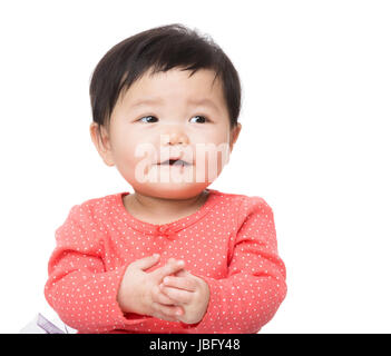 Asian baby girl clapping part Banque D'Images