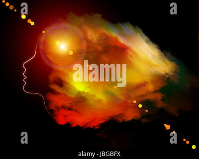 Les filles de la série jamais. Abstract design des formes fractales et profil sur le sujet de la réalité intérieure, la santé mentale, de l'imagination, de penser et de rêver Banque D'Images