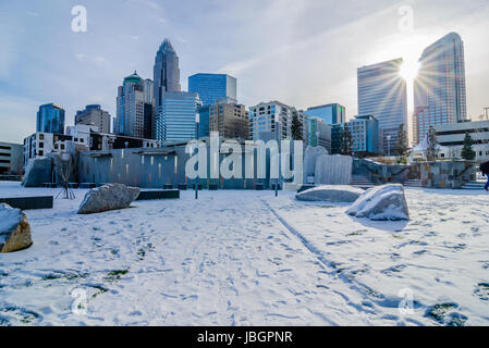 Paysages d'hiver rare autour de Charlotte, en Caroline du Nord Banque D'Images