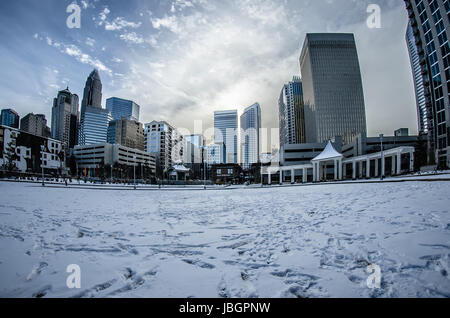 Paysages d'hiver rare autour de Charlotte, en Caroline du Nord Banque D'Images