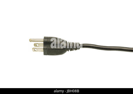 Bouchon électrique noir isolé sur fond blanc Banque D'Images