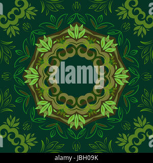 Abstract floral vert fond répétant avec motif vecteur ronde Banque D'Images