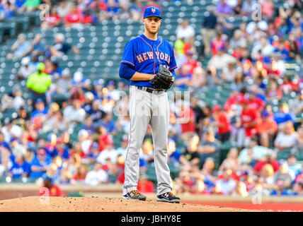 JUN 07, 2017 : New York Mets le lanceur partant Zack Wheeler # 45 7 innings pitched et a abandonné 1 exécuter pendant un match entre la MLB interleague les Mets de New York et les Rangers du Texas à Globe Life Park à Arlington, TX New York Texas défait 4-3 Albert Pena/CSM Banque D'Images