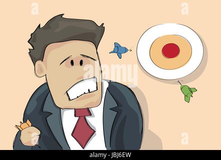 L'homme d'affaires regardant confus visant cible pense mauvais Problème Solution Illustration de Vecteur