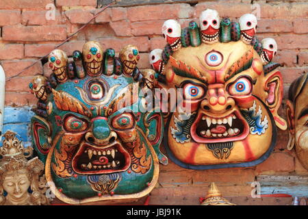 Nepalesiche les masques de dieux Banque D'Images