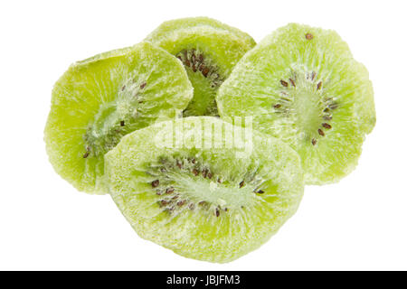 Close up of dried kiwi isolé sur fond blanc Banque D'Images