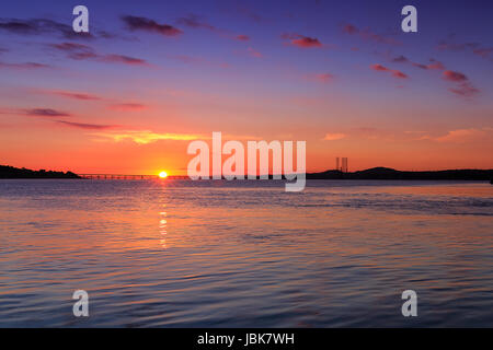 Coucher de soleil sur la rivière Tay de Broughty Ferry Banque D'Images