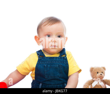 Portrait of caucasian bay Playing with toy Banque D'Images