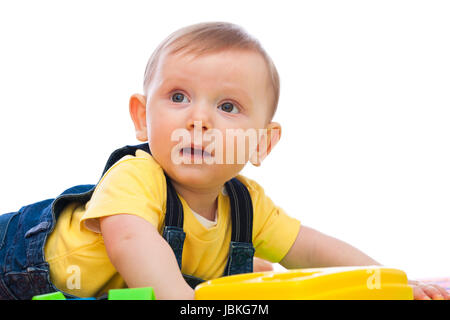 Portrait of caucasian bay Playing with toy Banque D'Images