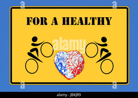 Gelbes mit der Aufschrift Schild für ein gesundes Herz Banque D'Images