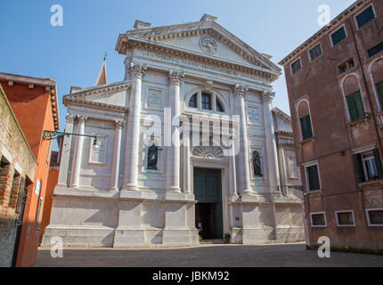 Venise - Portail de l'église San Francesco della Vigna Banque D'Images