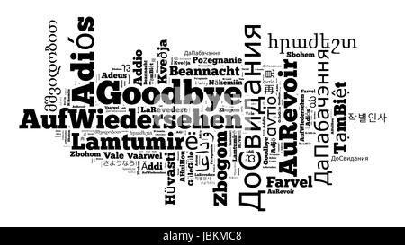 Au revoir mot dans différentes langues mot concept cloud Banque D'Images