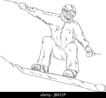 Vector - snowboard jump - isolé sur fond Banque D'Images