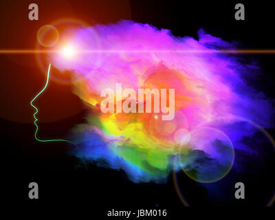 Les filles de la série jamais. Abstract design des formes fractales et profil sur le sujet de la réalité intérieure, la santé mentale, de l'imagination, de penser et de rêver Banque D'Images