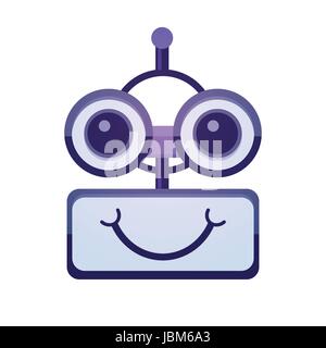 Cartoon Cute Smiling Face Robot chat émotion icône Bot Illustration de Vecteur
