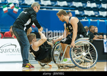 09 juin 2017 - Toronto, Ontario, Canada - Les joueurs sur le terrain pendant la partie de basket-ball - Allemagne vs USA durant 2017 Men's U23 World Wheelchair Bas Banque D'Images