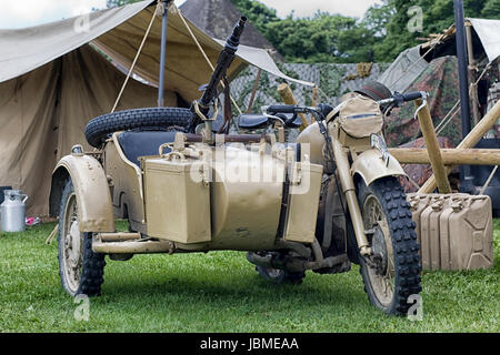 La seconde guerre mondiale, 11, reconstitution de la SECONDE GUERRE MONDIALE moto BMW Banque D'Images