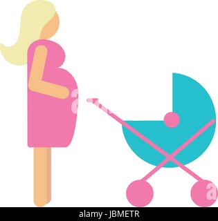 Jeu de femme enceinte avec nouveau-né dans la poussette. EPS10 Vector illustration télévision Illustration de Vecteur