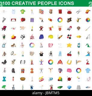 100 personnes créatives, cartoon style icons set Illustration de Vecteur
