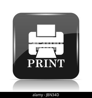 L'icône d'impression de l'imprimante avec Word. Bouton Internet sur fond blanc. Banque D'Images