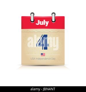4 juillet Page Calendrier United States Independence Day Holiday Banner Illustration de Vecteur
