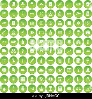 Infraction 100 icons set cercle vert isolé sur fond blanc vector illustration Illustration de Vecteur