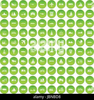 100 transportation icons set cercle vert isolé sur fond blanc vector illustration Illustration de Vecteur