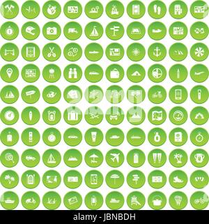 100 transportation icons set cercle vert isolé sur fond blanc vector illustration Illustration de Vecteur
