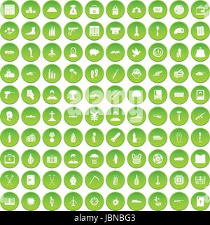 La guerre 100 icons set cercle vert isolé sur fond blanc vector illustration Illustration de Vecteur