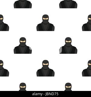 Ninja de noir et le masque pattern seamless background dans télévision répéter style vector illustration Illustration de Vecteur